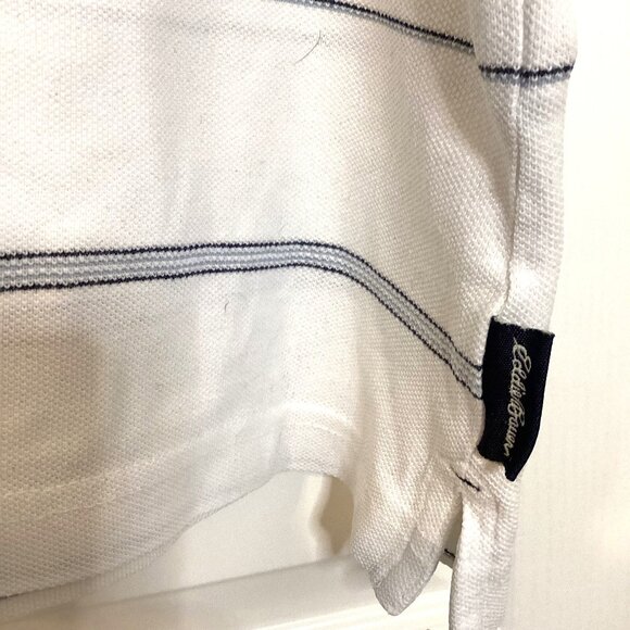 Eddie Bauer Men's Polo Top White Striped Golf Short Sleeves Golfing Size Tall XL - Picture 3 of 7